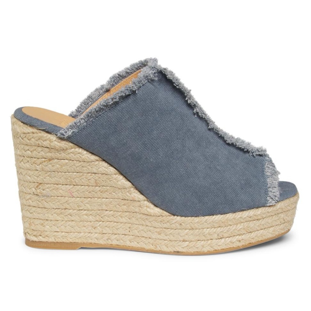 Frayed Blue Espadrille Castañer Fatima 95MM Canvas Wedge Espadrilles